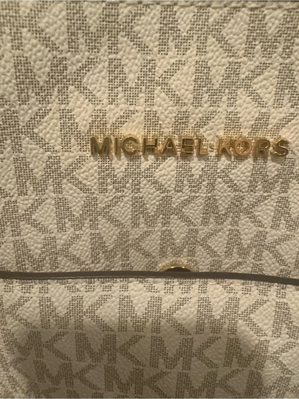 Michael Kors Voyager Logo Tote with Brown Trim and Gold Hardware with Wallet.
